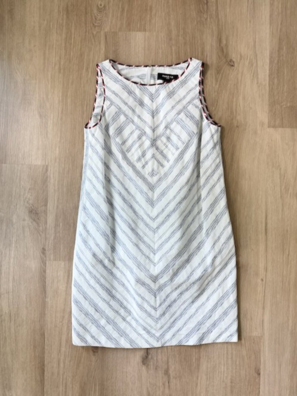 Paule Ka Chevron Stripe Cotton Shift Dress Medium 8 10
